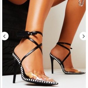 Mono stripe Perspex stiletto heel